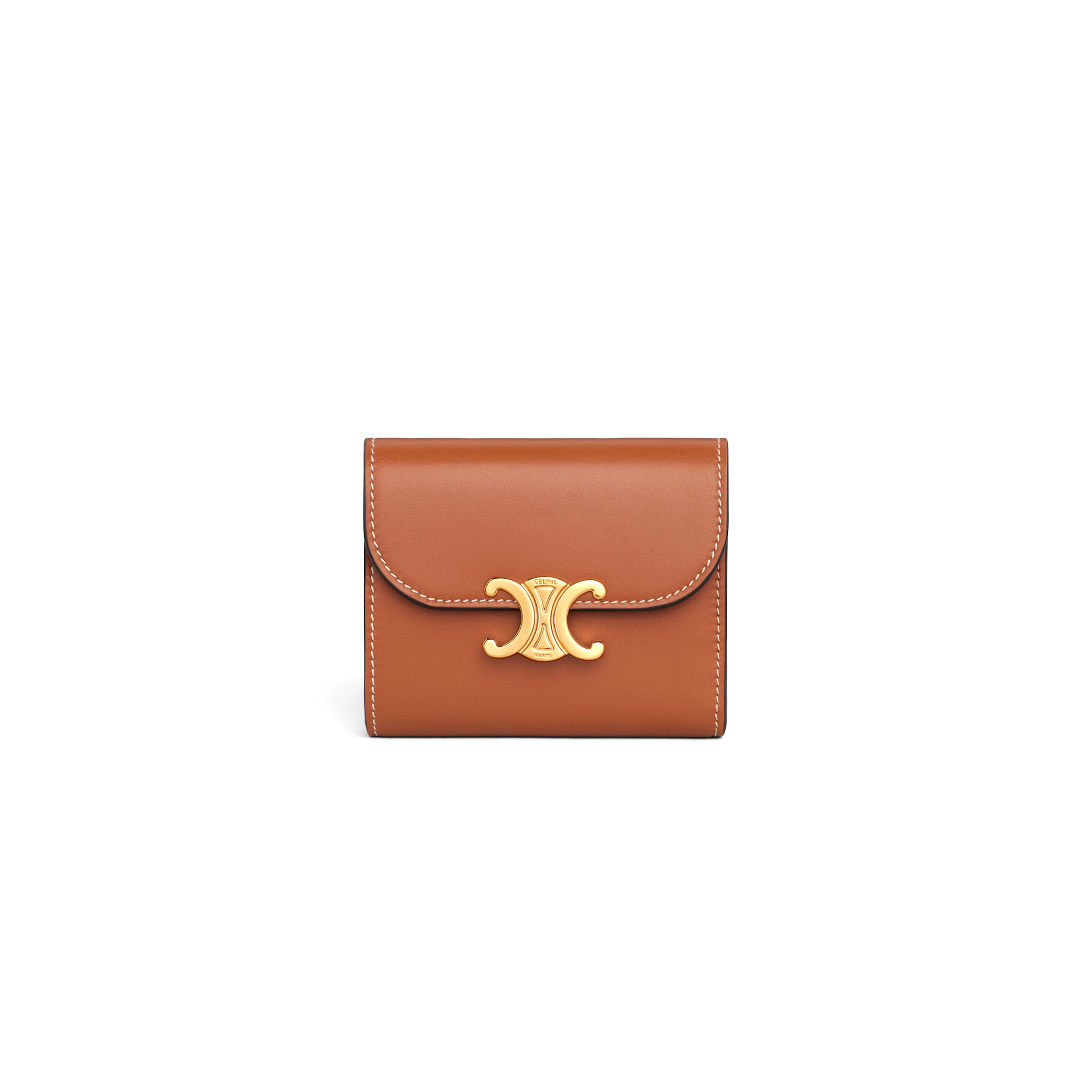 CELINE SMALL FLAP WALLET TRIOMPHE IN SHINY SMOOTH LAMBSKIN 10D783BZG.04LU (10.5*8.5*4cm)